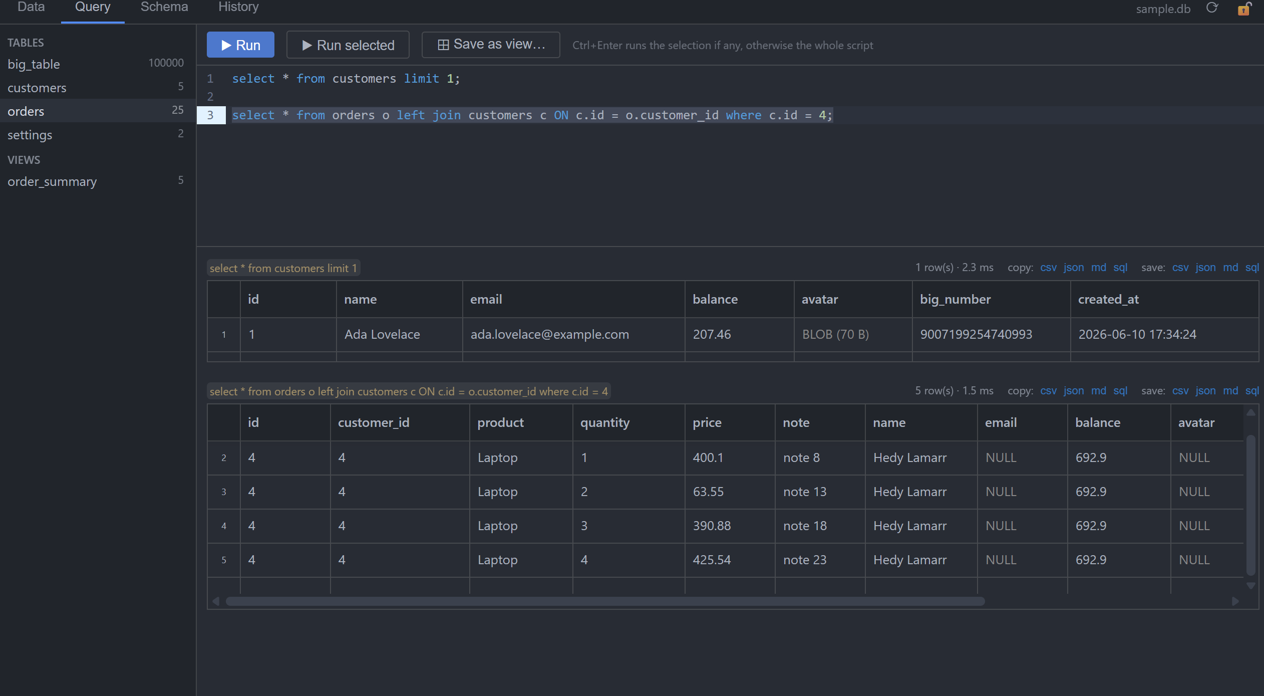 Query runner